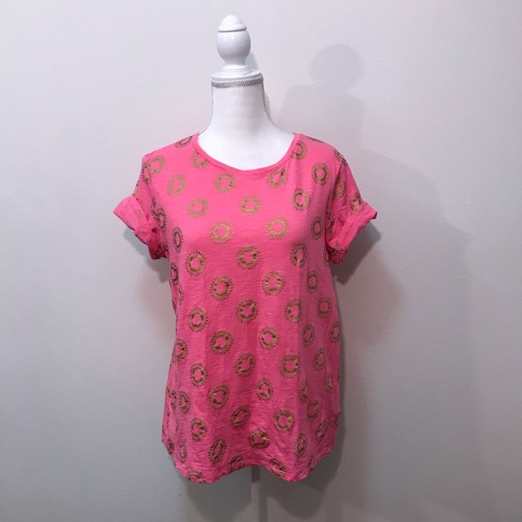Boden Tops - Boden Make a Statement Tee Sunray Pink Gold Large